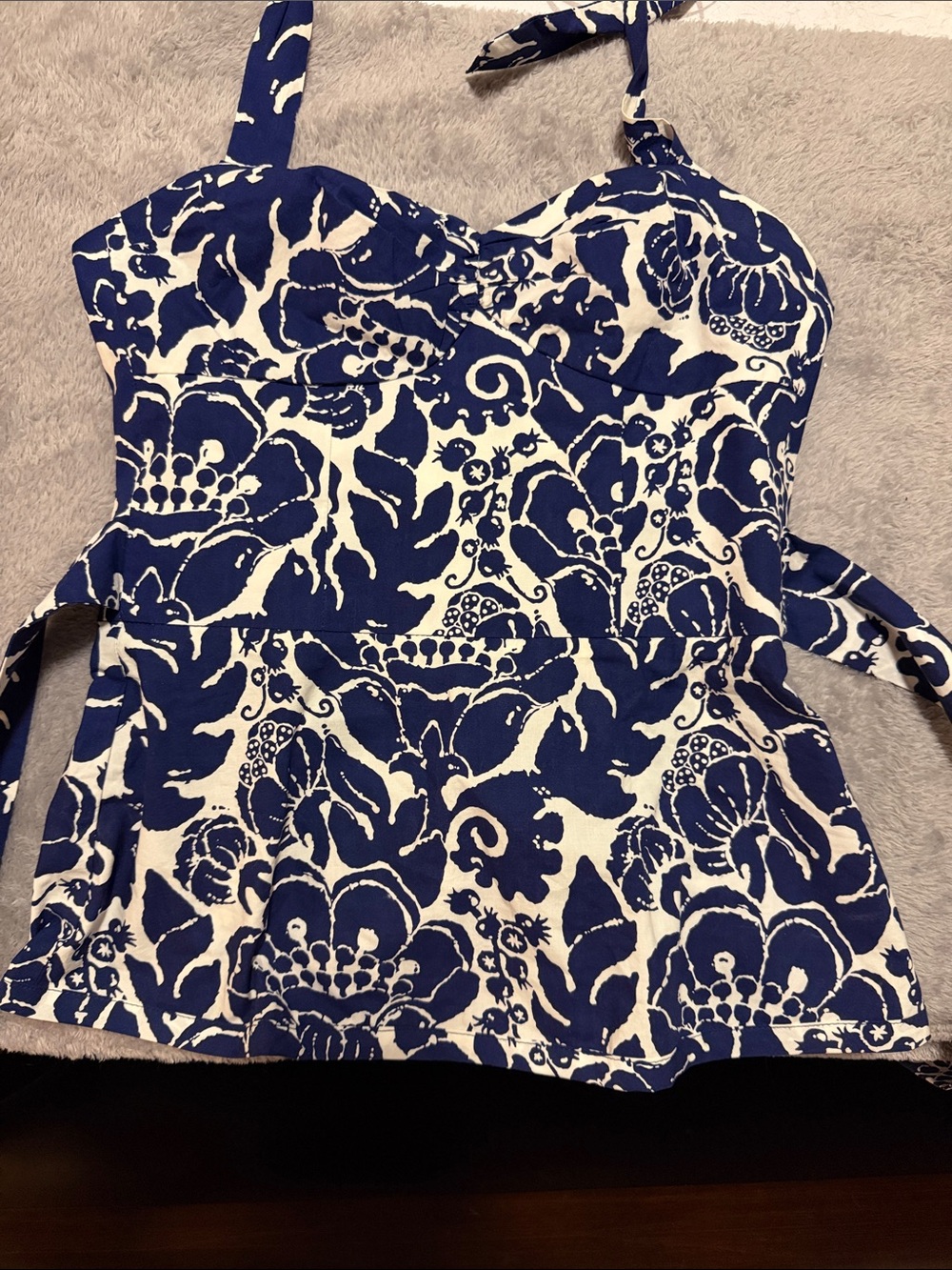 Trina Turk Blue and White Floral Halter Camisole